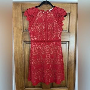 BLU PEPPER RedLace Overlay Dress Small S Christmas Prom Homecoming Semi-Formal